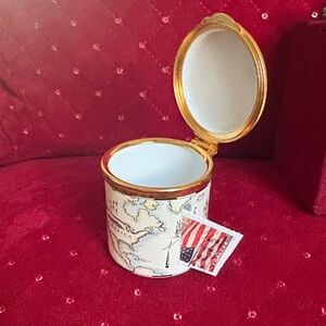 Decorative Map Design Trinket Box for stamps for antiques collectors.